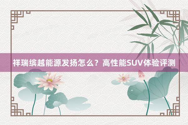 祥瑞缤越能源发扬怎么？高性能SUV体验评测